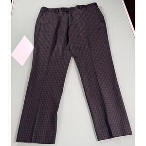 Luxure Louis Philippe Pants Mens 38x30 Dark Gray Plaid Slim FIt Flat Front